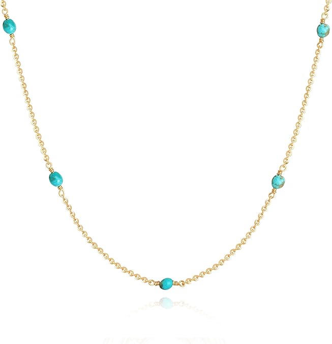 Fettero Dainty Beads Choker Neckces for Women - 14K Gold Plated Beaded Necklace Summer Beach Choker Boho Gold Necklace for Women Jewelry