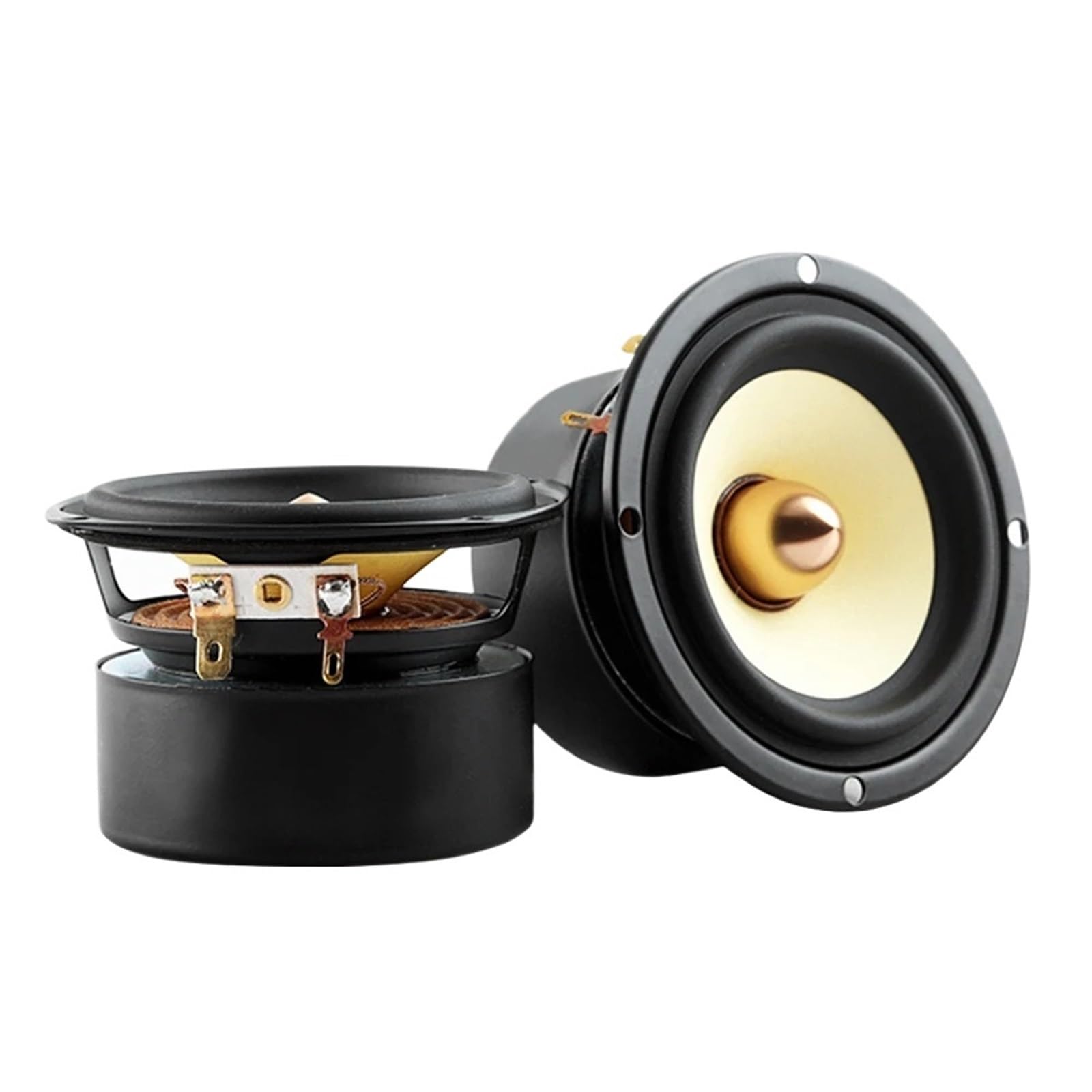 2Pcs 3 Inch 4/8 Ohm 25W Speaker Full Range Audio DIY Audio Bookshelf Speakers Round Sqaure Home Sound Theater Amplifier(4 Ohm 15W Round)