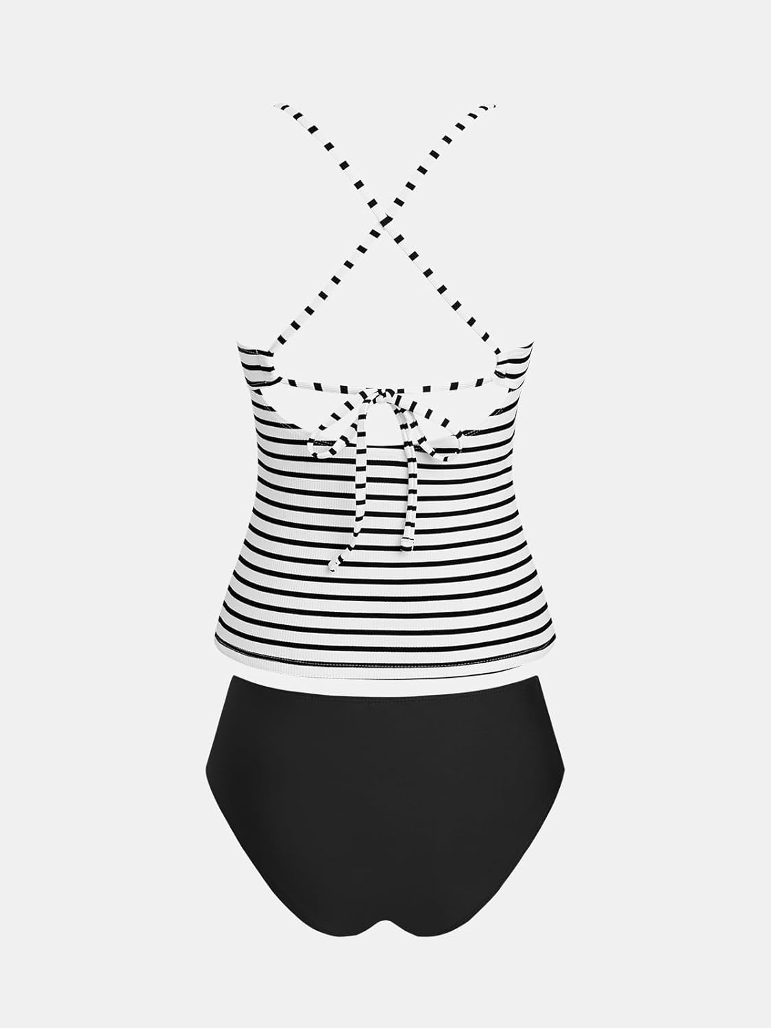 CUPSHE Women's Tankini Sets High Waisted V Neck Two Piece Bathing Suits Crossback Self Tie Adjustable Straps Swimwear - Image 5