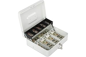 White Cash Box with Lock and 2 Keys