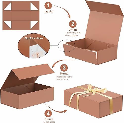 Miniatura 3 de Caja de regalo grande de lujo de 13.8 x 9 x 4.3 pulgadas, caja de almacenamiento con cierre magnético para caja de embalaje de lujo para el día de
