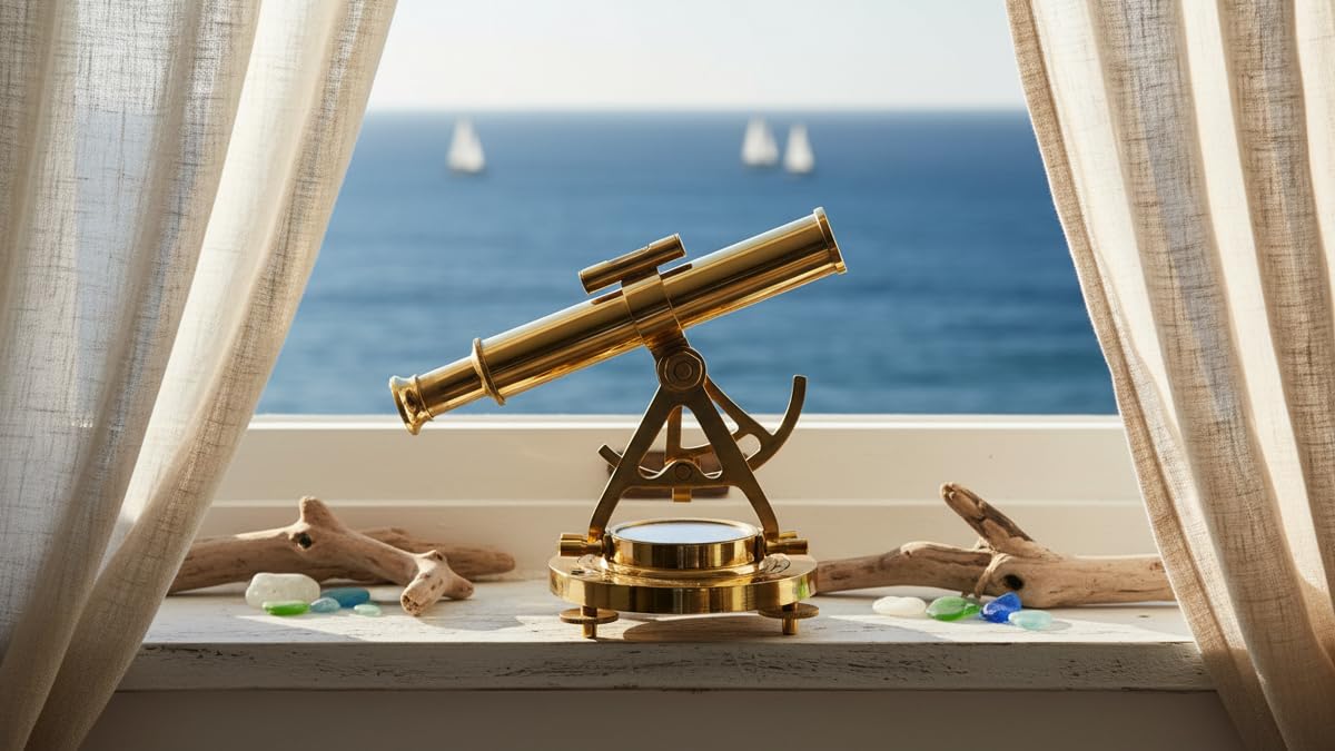 Thor Instruments. Co Télescope Alidade Miniature de collection avec boussole nautique antique en laiton