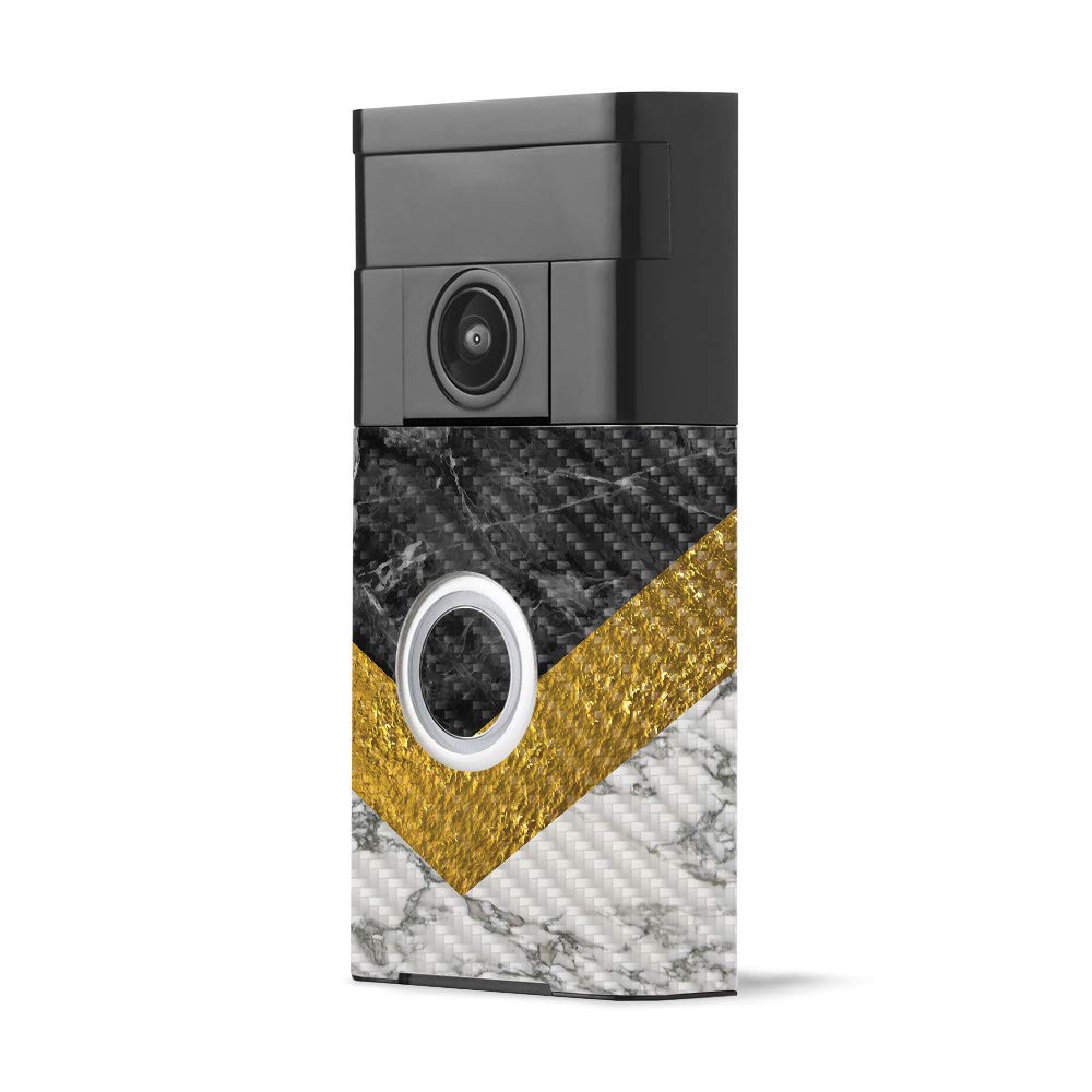 MightySkins Carbon Fiber Skin for Ring Video Doorbell - Modern Marble | Protective, Durable Textured Carbon Fiber Finish | Easy to Apply, Remove, and Change Styles | Made in The USA