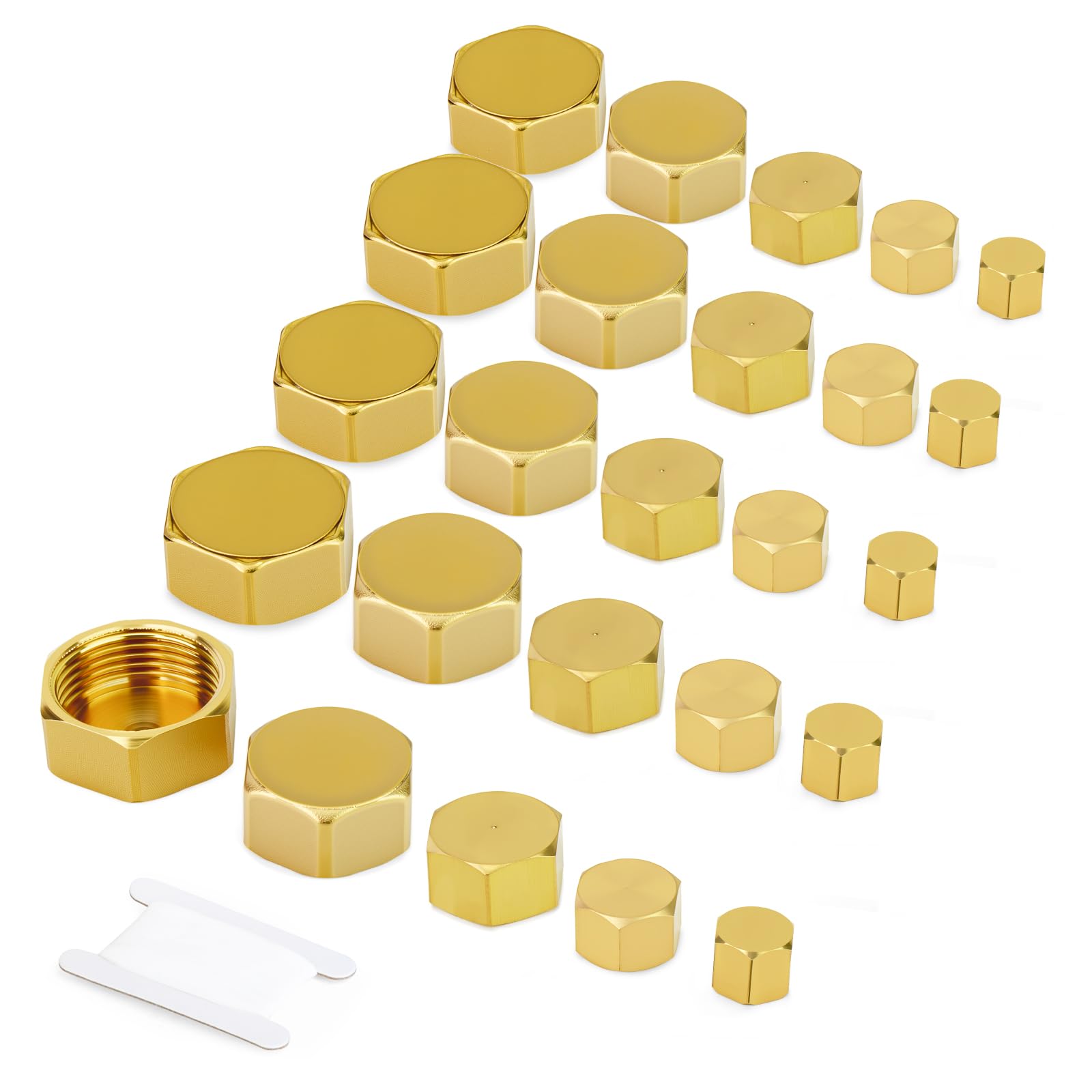 GASHER 25 STÜCKE 1/8"&1/4"&3/8"&1/2"&3/4"BSP Messingrohr-Sets, BSP Innengewinde-Steckverbinder Rohrende-Kappenstopfen Fitting GO-487