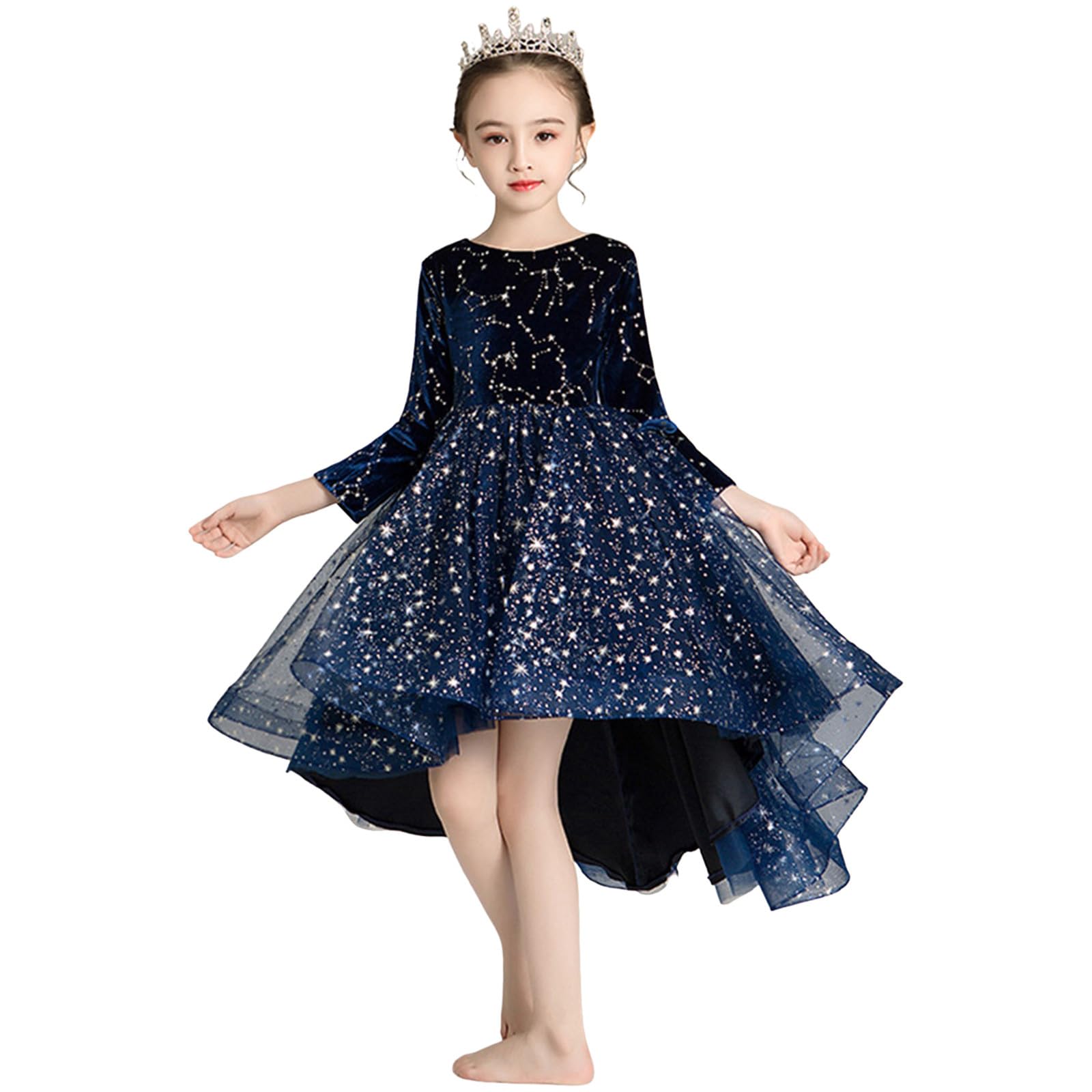 Generisch Vestito da principessa per bambine, grazioso, con paillettes, per feste e carnevale