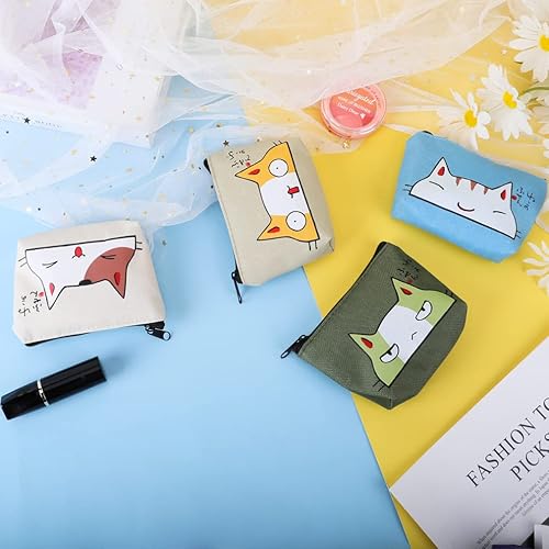 Vista 6 de iSuperb juego de 4 monederos de lona con cierre, tamaño pequeño