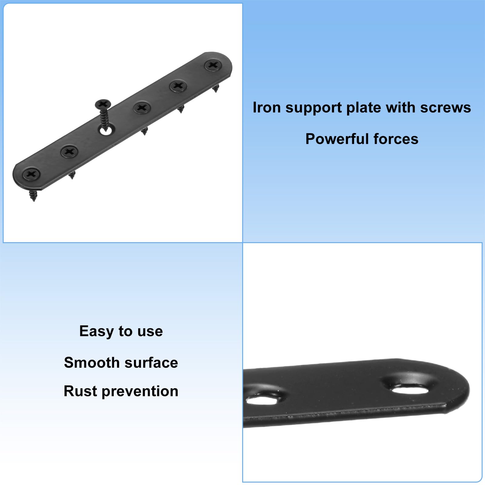 M METERXITY 10-Pack Flat Straight Brackets, 4.53 x 0.71 Inch Flat Bracket Mending for Wood Furniture/ Timber PC Case Holder - Image 2