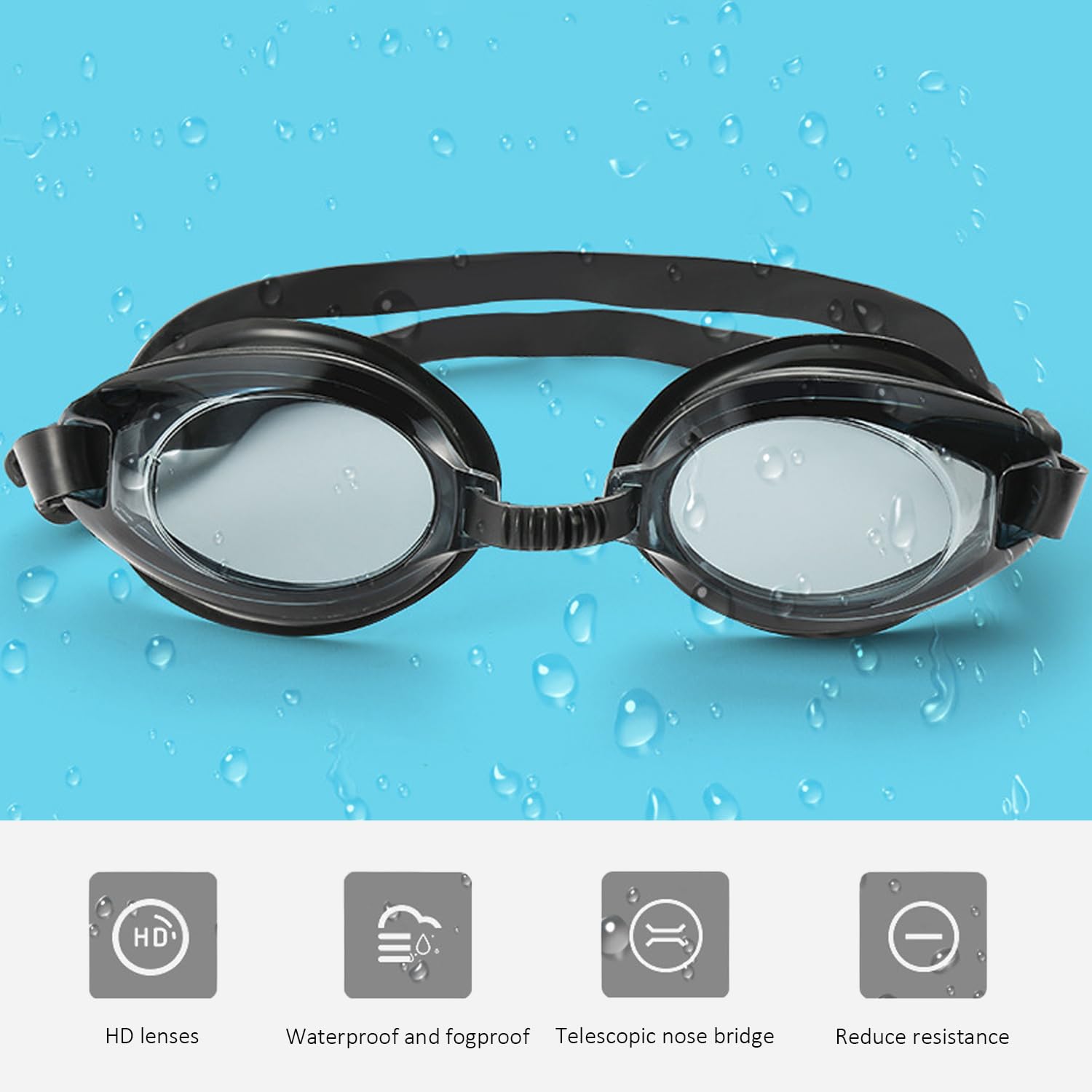USHXVG 4-Piece Kids Swimming Goggles with 4 Sets of Nose Plugs and Ear Clips, Silicone Waterproof Goggles - Image 4