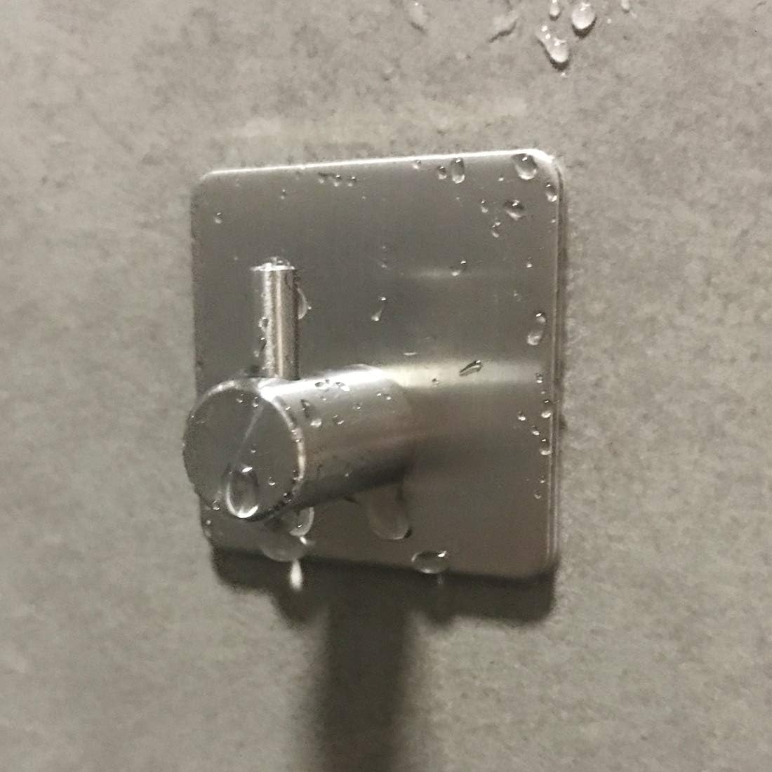 Adhesive Hooks Heavy Duty Towel Hooks Waterproof Stainless Steel Hooks for Hanging Coat, Hat,Towel Robe Hook Rack Wall Mount- Bathroom and Kitchen 4-Packs