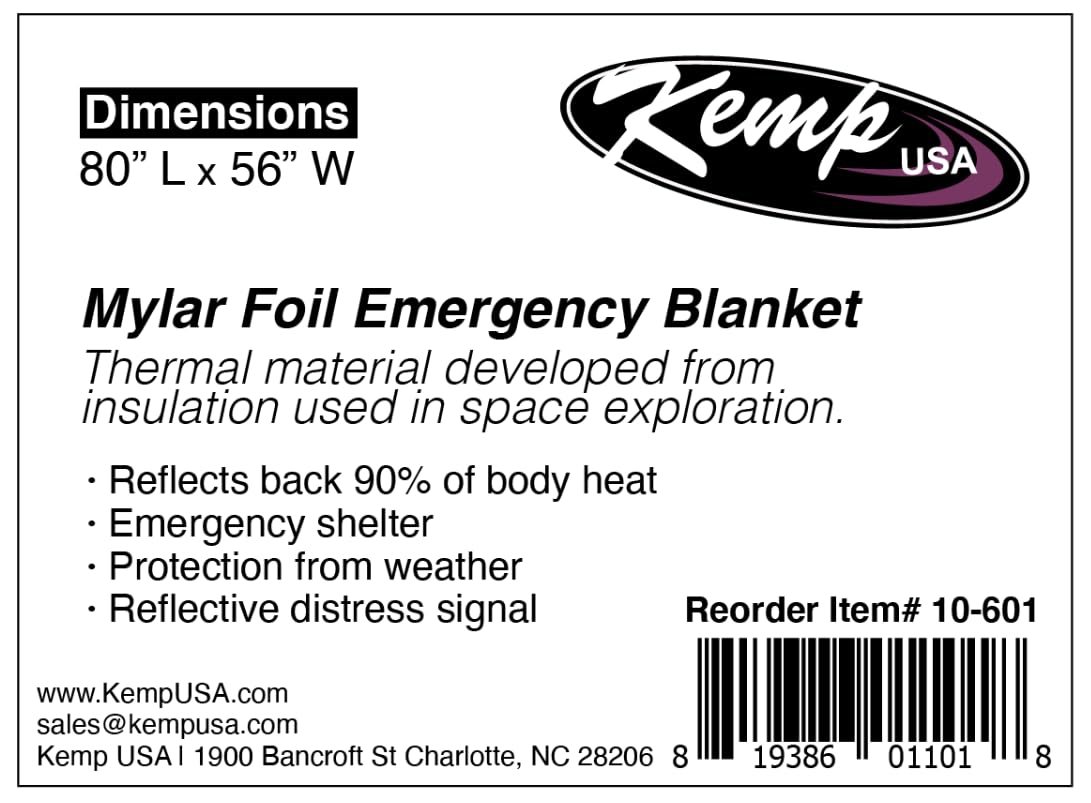 Kemp USA Manta de Mylar de emergencia, paquete de 25, manta ligera y multiusos de primeros auxilios, utilizada por la Aduana y la Patrulla Fronteriza de Estados Unidos para equipo y suministros de