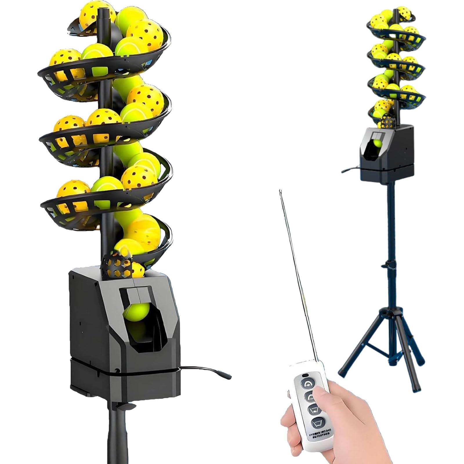 Máquina de Pickleball Portátil con Control Remoto, ángulo Ajustable, 33 Pelotas, batería 5200mAh, Distancia Regulable, Máquina Lanza Pelotas Tenis para Principiantes