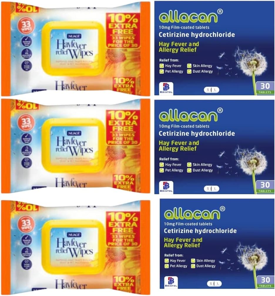 Hayfever Allergy Relief Pack 3 Packs of Hand and Face Hayfever Wet