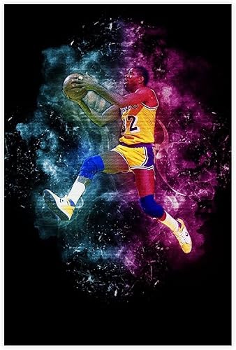 QIANC Magic Johnson - Póster de 11 lienzos para decoración de dormitorio, paisaje deportivo, oficina, habitación, regalo, sin marco 12 x 18 pulgadas