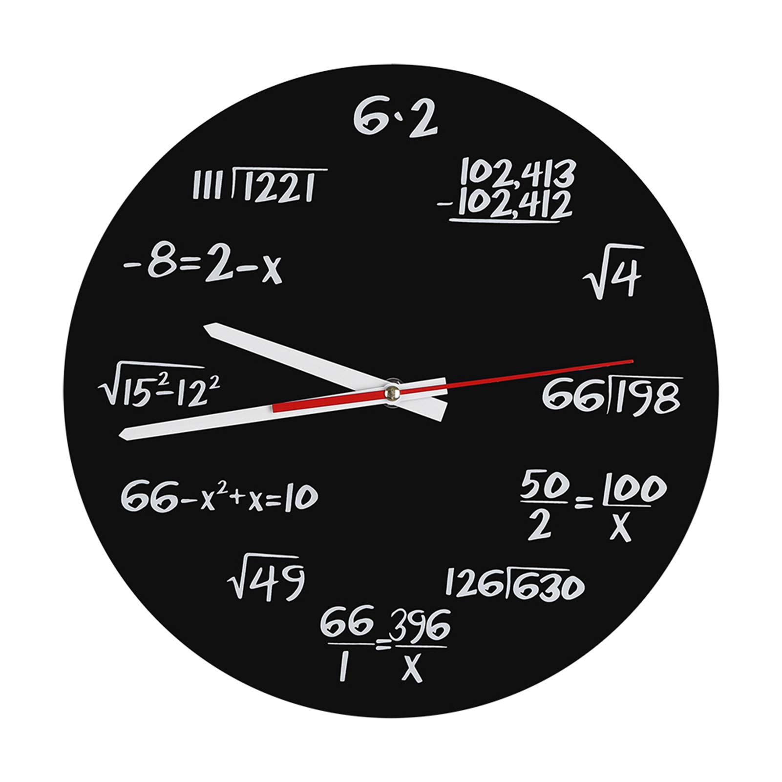 Jenngaoo Math Wall Clock, Unique Novelty Maths Equation Clock - Each Hour Marked by a Simple Math Equation (11.8"(30CM))