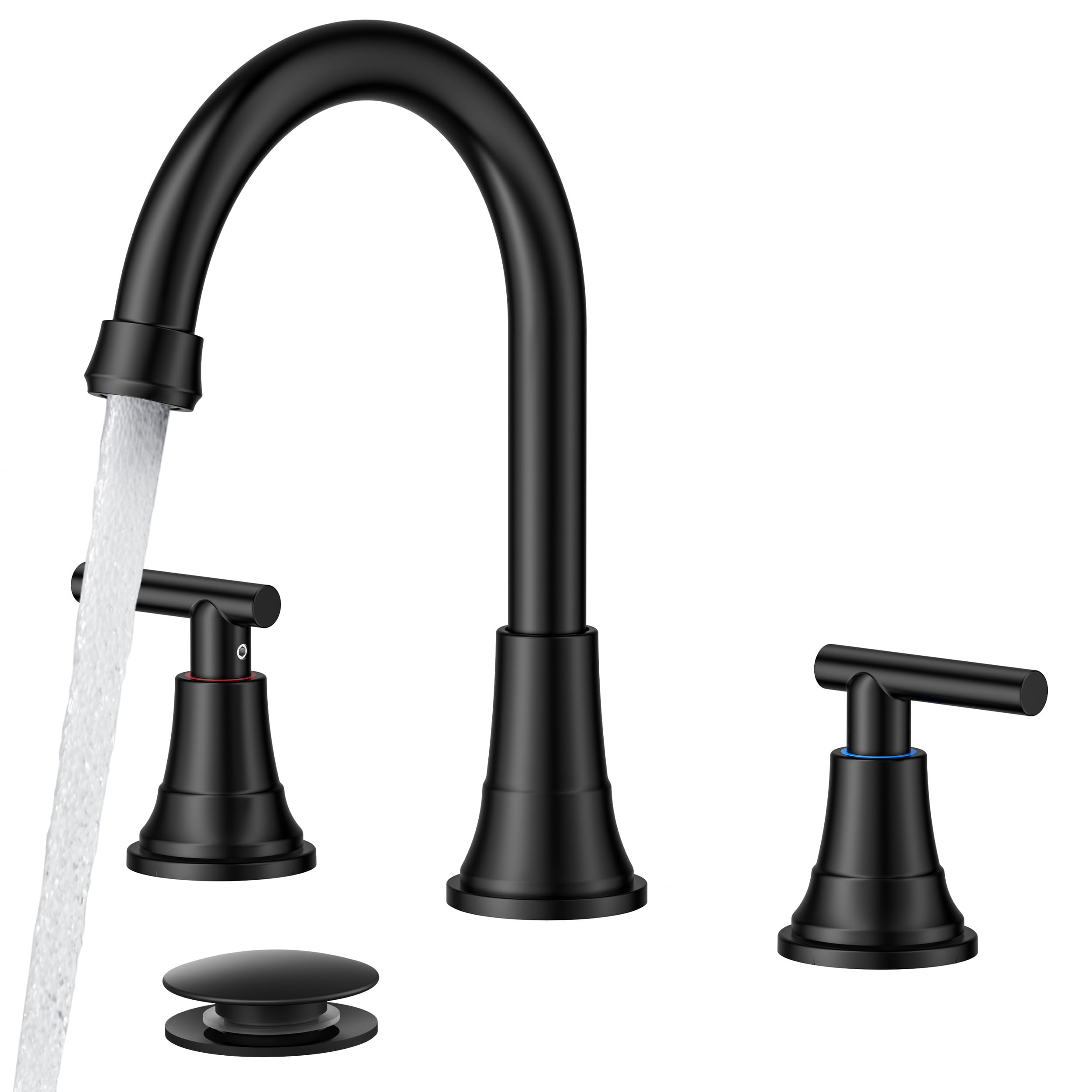 FORIOUS Black 3 Hole Bathroom Faucet