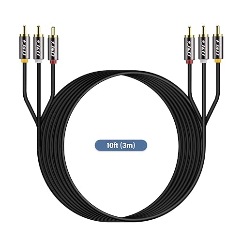 Miniatura 10 de J&D Cable RCA de audio y video, chapado en oro, 3 RCA macho a 3 RCA macho, cable estéreo AV compatible con decodificador, altavoz, amplificador,