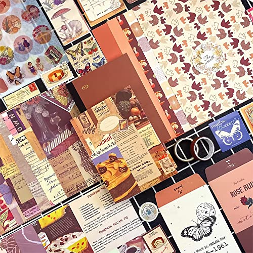 Image of 348 Pcs Scrapbook Kit Vintage Aesthetic Scrapbook Kit for Bullet Junk Journal Stationery A6 Grid Notebook,Journaling Supplies Birthday Craft Gift for Teen Girl Kid Women(Vintage)