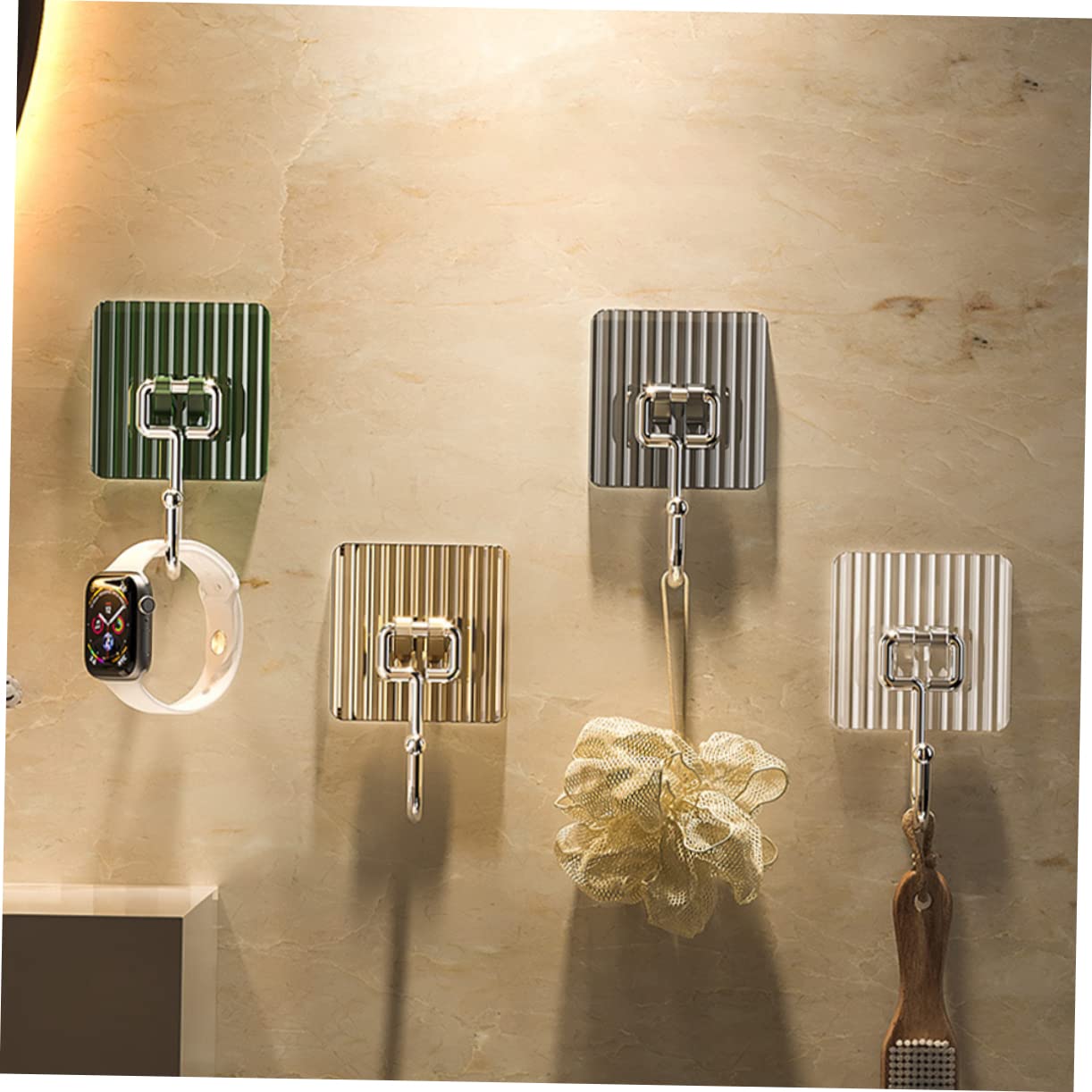 VASDEV 4 Ganchos para Cocina y baño sin Clavos, Toallas, Llavero de Acero Inoxidable, Ganchos Transparentes, Ganchos sin Costura, Ganchos para Llavero de Pared, Ganchos Adhesivos para som
