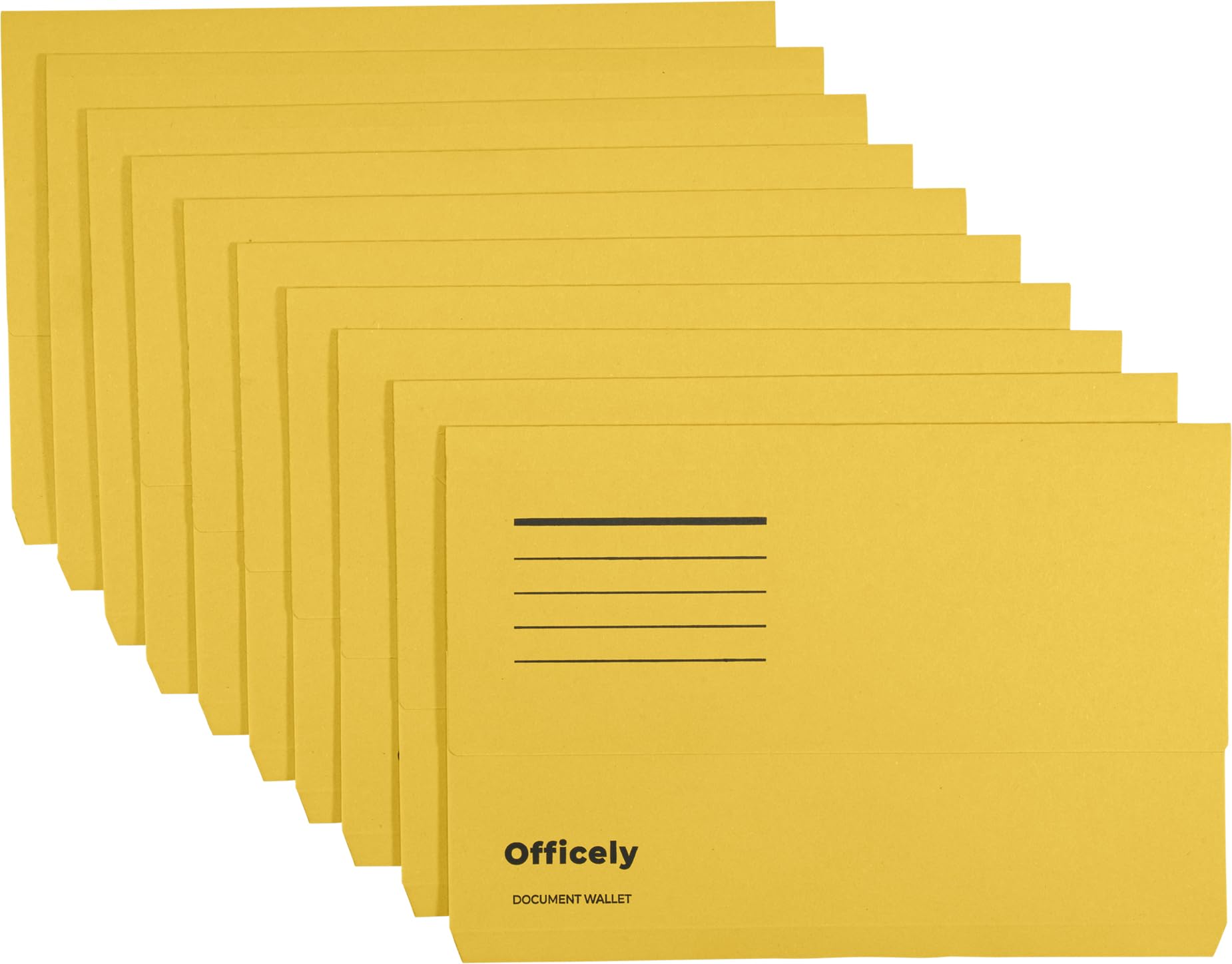 Officely Foolscap Document Wallets 285gsm - Yellow (Pack of 10)