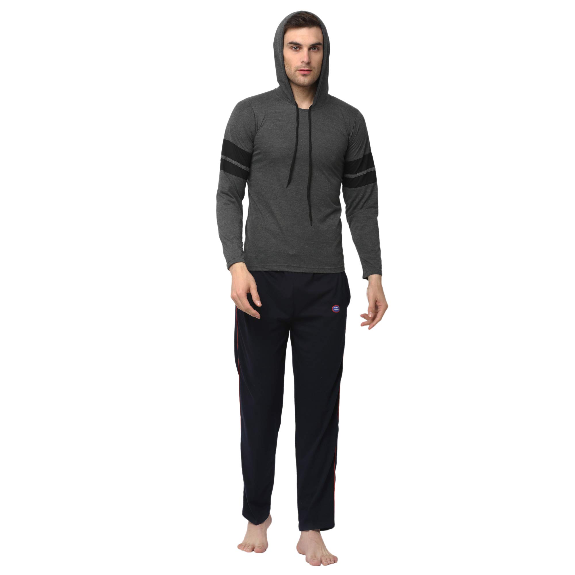 mack jonney Men Cotton Blend Night Suit Co-Ord Set with Hodded Full Sleeve T-Shirt and Track Pant Pajama Set-Vj-Mns-Ttp-Group18-picture-43