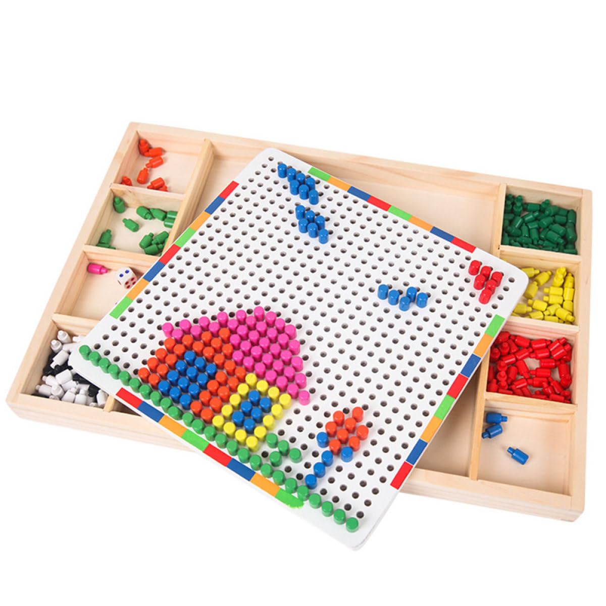 SUPVOX Giocattolo Educativo Puzzle Fungo Chiodini Colorati in Legno, Set per Bambini per Coltivare Riconoscimento dei Colori Creatività e Divertimento Quotidiano