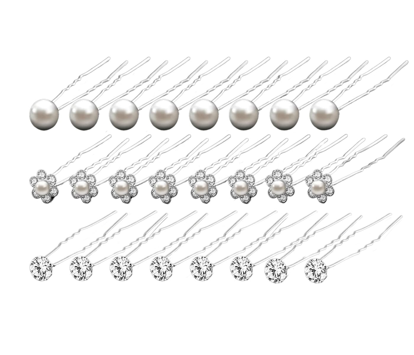 Tocados de Novia,24pcs Horquillas Para el Pelo Mujer en Pedrería Perla,Tocados de Pelo Boda en Forma de U,Horquillas para Novia,Pinzas para el Pelo en Forma de U,Horquillas Perlas Diamantes Horquillas