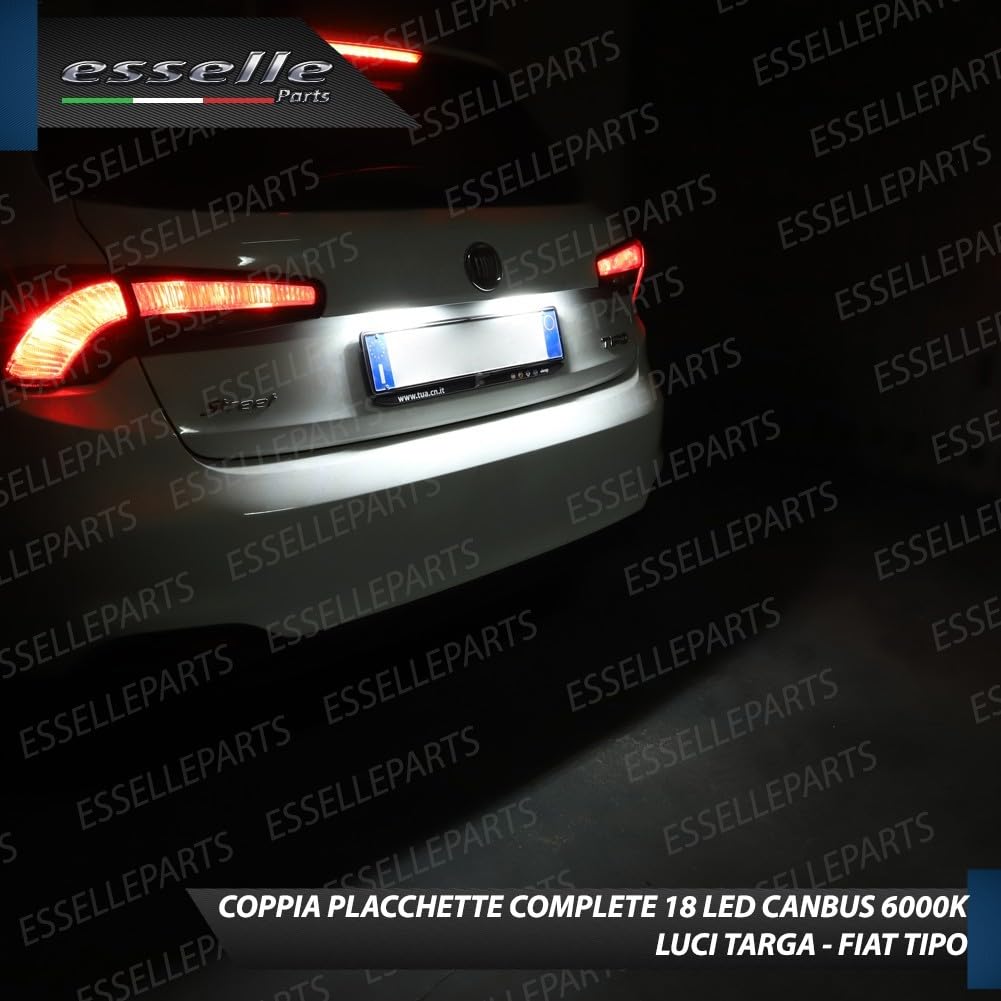 Placchette Luci Targa LED Compatibili con Fiat 500L, Tipo, Jeep Renegade 18 SMD CANBUS 6000K Bianco Ghiaccio Plug & Play Nessun Errore
