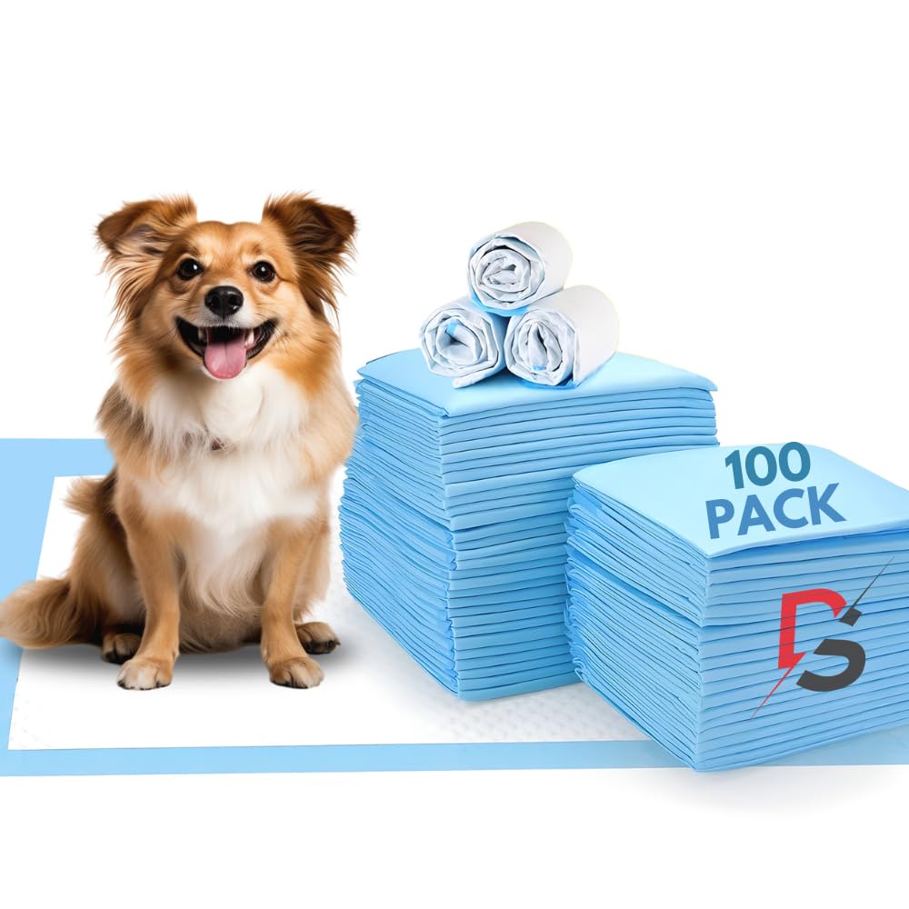 Discount Seller Large Puppy Pads 100 Packs (60x60cm) Multi Layered Leakproof Incontinence Pads, Super Absorbent and Odour Locking Dog Training Pads—Anti-Slip and Disposable Dog Pee Pads