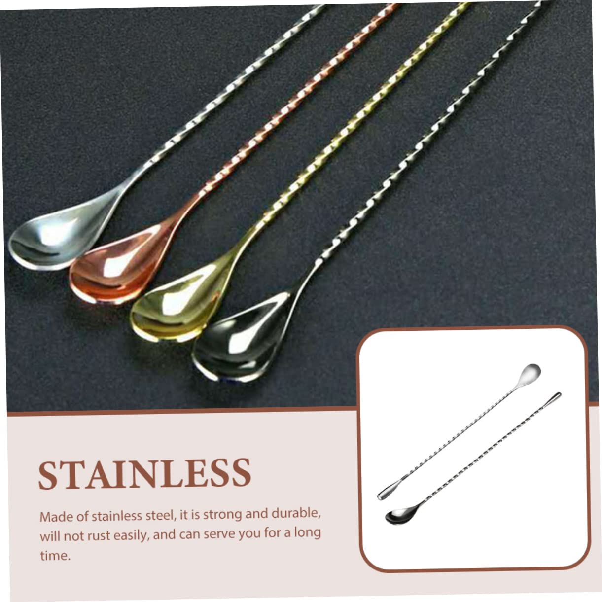 Cabilock Stainless Steel Dripping Spoon Set Long Handle Bar Mixing Spoons for Cocktails Lemonade Iced Te
