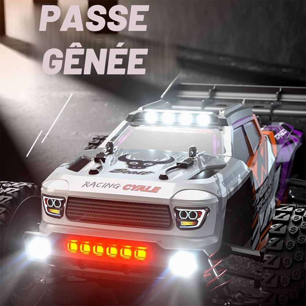 Voiture radiocommandée sans balais 80 km/h pour adulte, 1/16 2,4 GHz, étanche, voiture télécommandée tout-terrain, 4 WD Offroad Truggy, SG316MAX, 3 batteries
