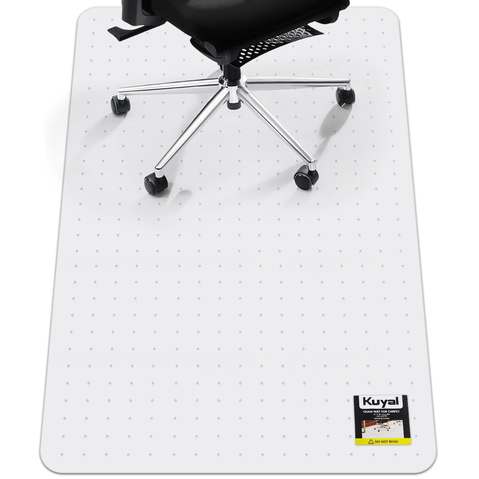 Kuyal Office Chair Mat for Carpet, 91x139 cm (36" x 55") Clear Heavy Duty Computer Chair Mat, Under Desk Protector Carpeted Floors Mat, Easy Chair Movement,Ship Flat