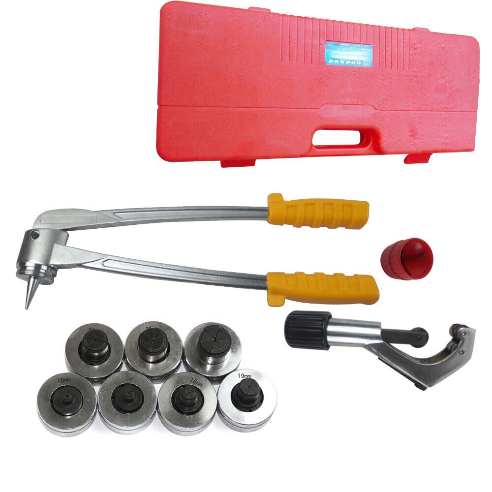 JINPRDAMZ Juego de expansores de tubos, alicates de expansión de tubos con cortatubos, incluye 7, 10-28 mm, juego de expansión de tubos manual para cobre, aluminio y otros metales blandos