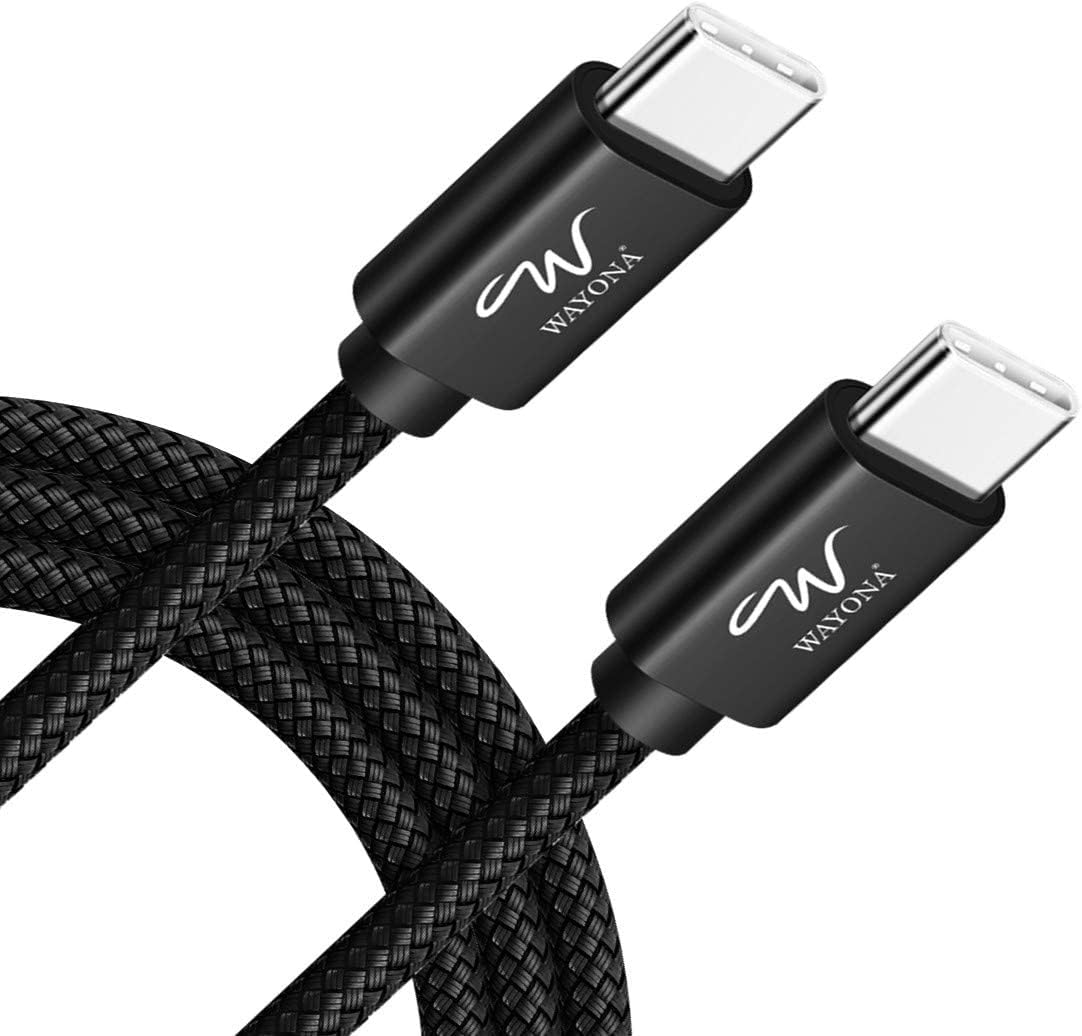 Wayona USB C to USB C 65W 6FT/2M Long Fast Charging Cable Compatible with iPhone 15,15 Plus,15 Pro,15 Pro Max,Samsung Galaxy S23,S22,S20FE,S21,OnePlus,Nothing Phone 2,Laptops & Macbook (2M, Black)