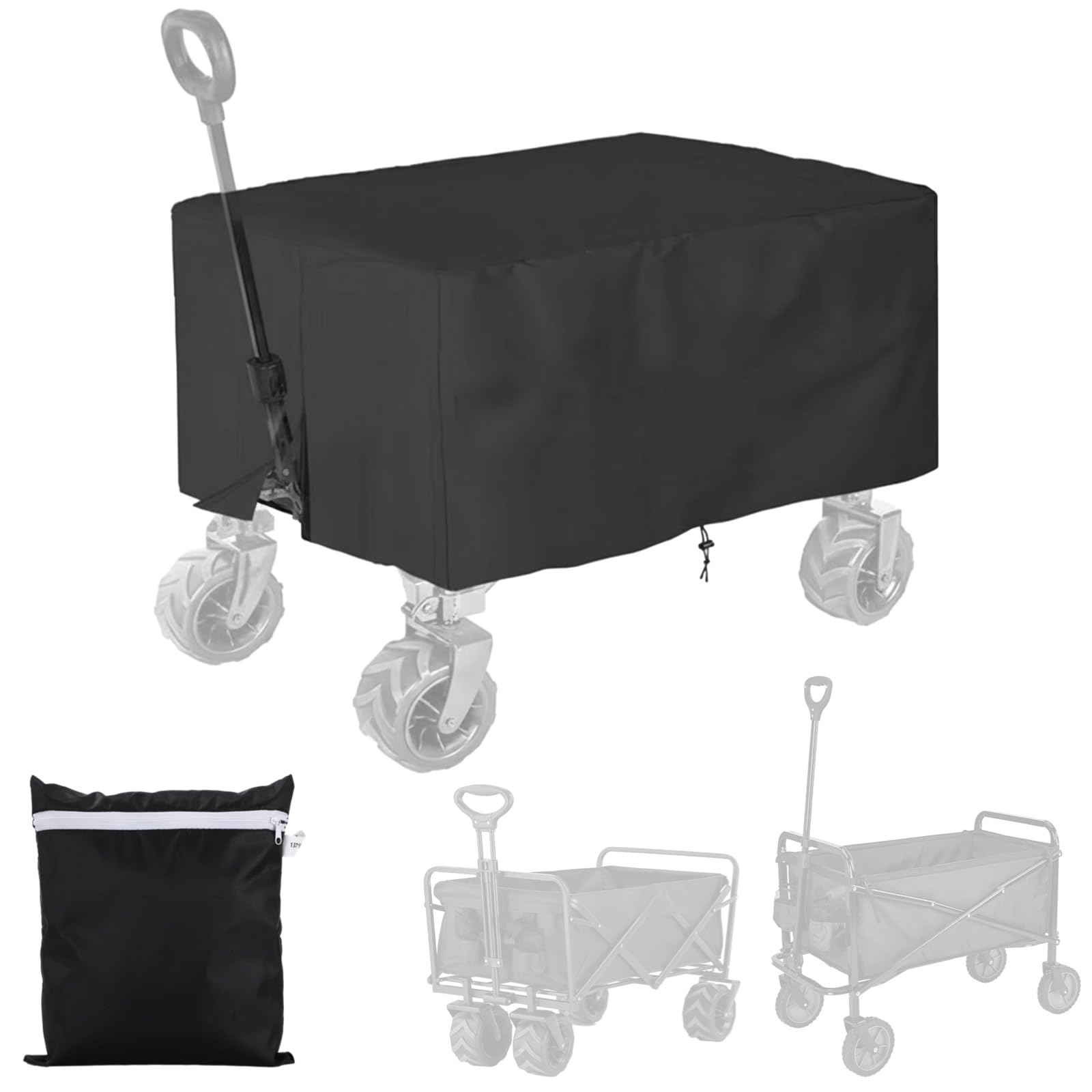 Housse de chariot étendu contre la pluie et poussière bâche imperméable avec sac noir - 7