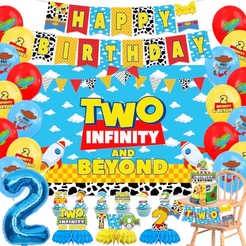 Two Infinity and Beyond Birthday Decorations Toy Cartoon 2nd Birthday Party Decorations Toy Themed Party Supplies