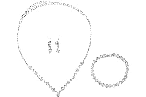 Simple Silver Bridal Jewelry Set with Rhinestones
