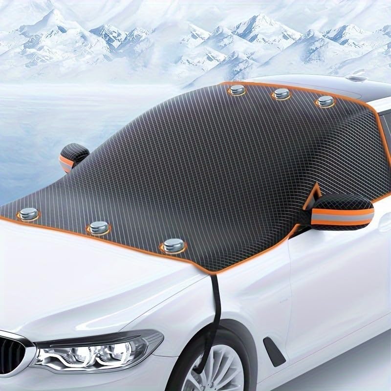 Car Windshield Snow Cover - Magnetic Winter Sun Shade with Aluminum Layer for Frost Ice Protection