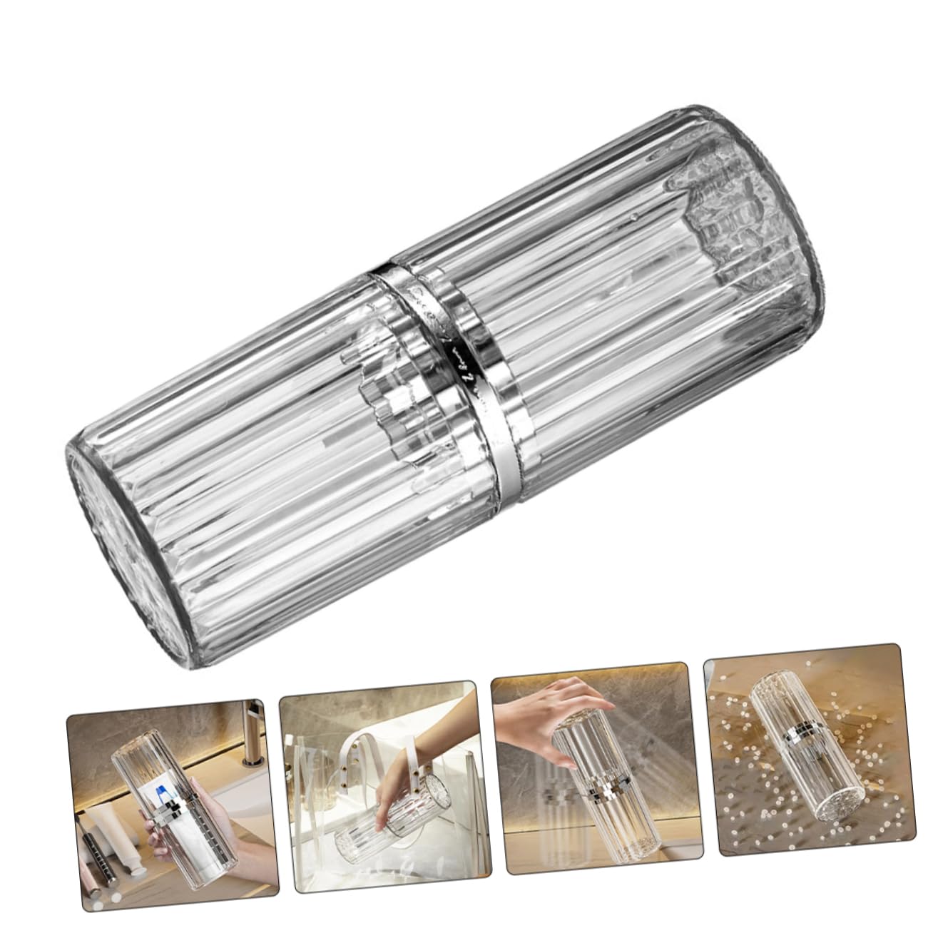 4 Piezas Estuche Portátil Transparente con Rayas para Cepillos y Pasta de Dientes Organizador Espacioso y Duradero para Viaje Camping y Negocios