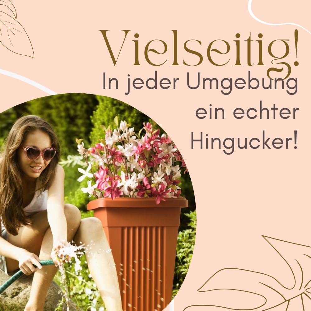 GarPet 2er Set Pflanzkübel Pyramide Pflanzkübel Groß Außen Blumenkübel Outdoor Pflanztopf Pflanzkasten Blumentopf mit Untersetzer Rechteckig 50 Terrakotta