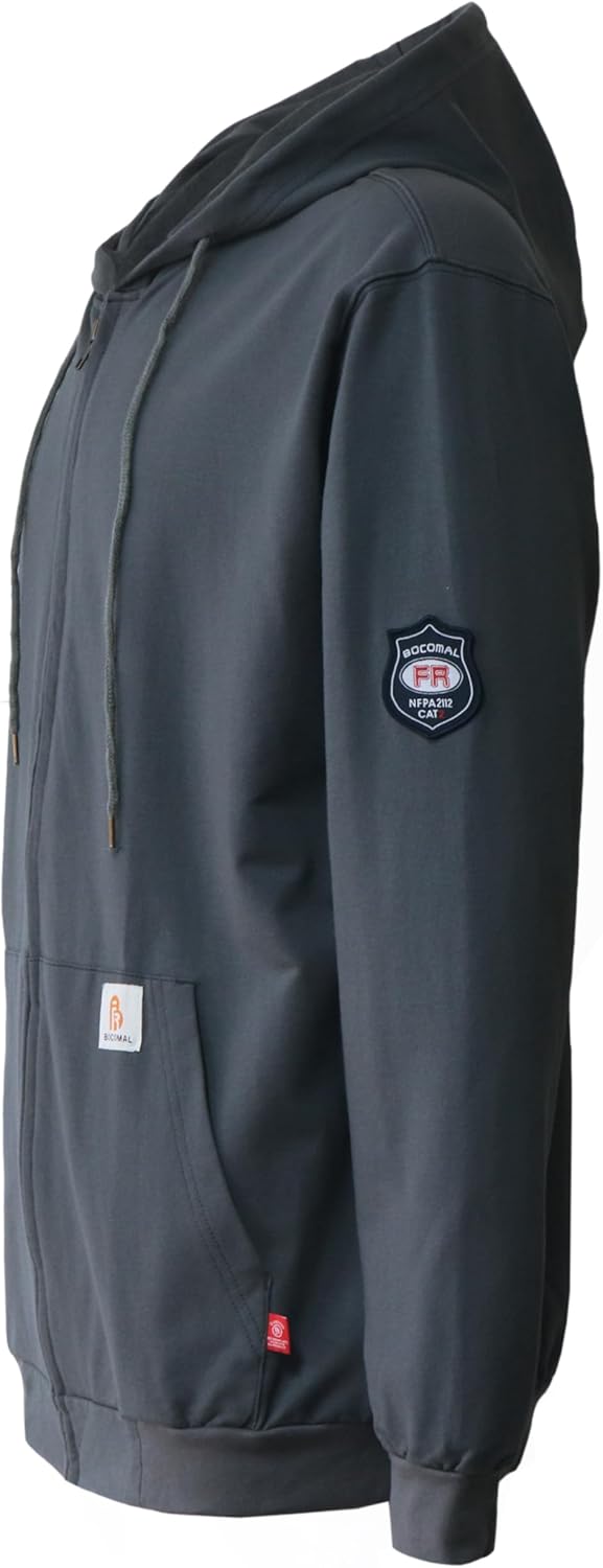 BOCOMAL FR Hoodies Zipper Front for Summer 7.5oz Lightweight Cotton Flame Resistant Sweatshirt（Non Fleece） - Image 2