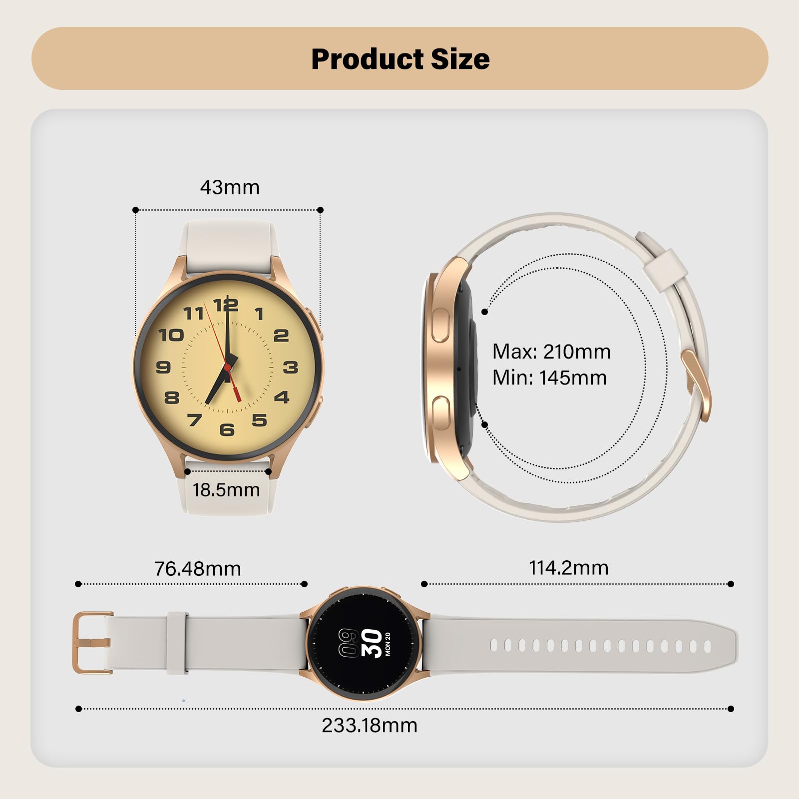 Reloj inteligente para mujer, Alexa integrado, GPS, HRV, VO2 Max, oxígeno en sangre, monitor de sueño y estrés, brújula, altímetro, AMOLED de 1.32 pulgadas, fitness y salud de la mujer 9