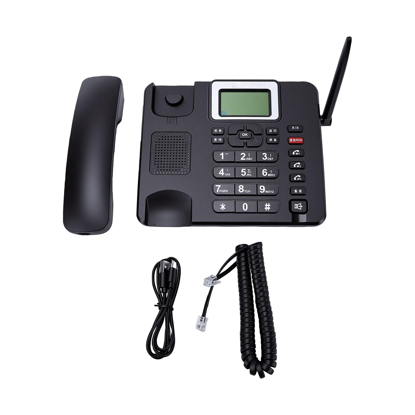 PUSOKEI Telefono Fisso Cordless GSM 4G con Scheda SIM, Telefono da Tavolo Classico GSM Wireless con Emergenza SOS, Facile da Usare per Lavoro o Famiglia