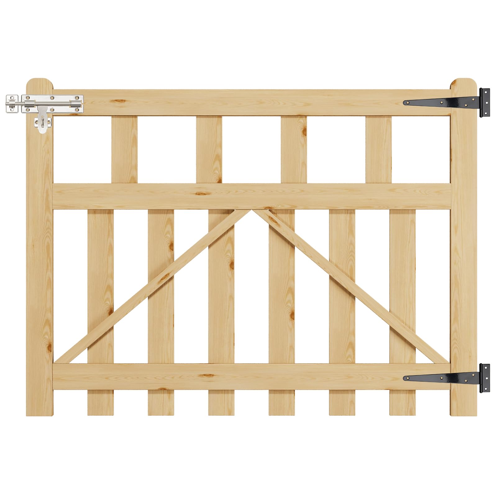 INMOZATA Garden Gate Wooden Pedestrian Gate with Gate Lock and Hinge, 4ft Wide x 3ft High (120cm Wide*90cm High)