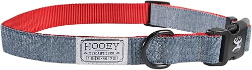 Miniatura 1 de HOOEY Mercantile - Collar para perro, correas de poliéster duraderas de 2 capas y tela facial para perro, mezclillarojo, talla M