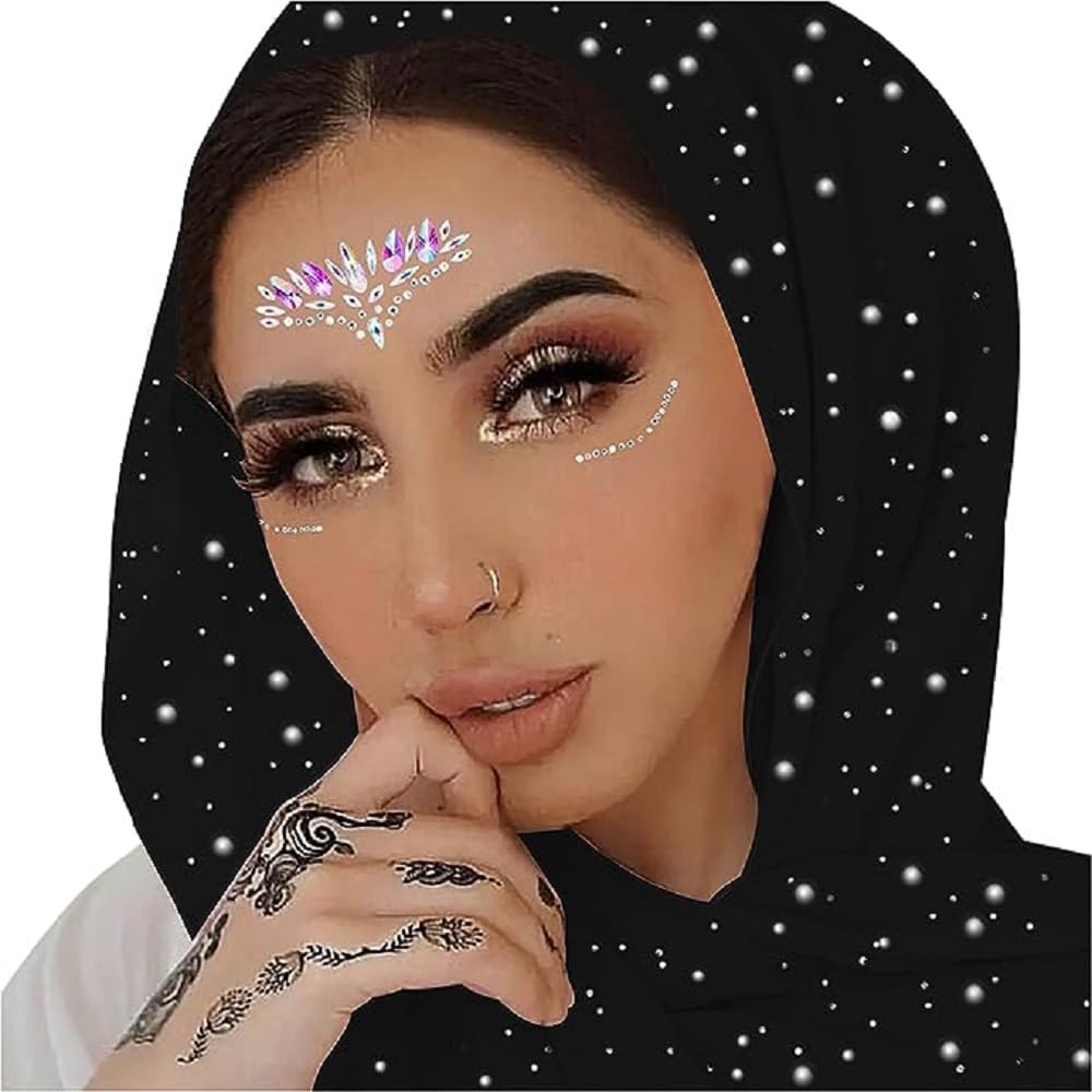 ANKOMINA Women Soft Chiffon Rhinestone Long Scarf Shawl Fashion Muslim Hijab Head Wrap Scarves