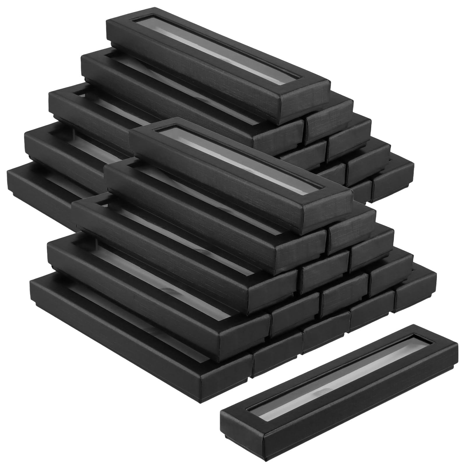 GINLANK 40 PCS Empty Pen Present Box, Pen Presentation Display Box with Clear Lid and Cushion, Pen Gift Box for Business, Birthday Souvenir, Office