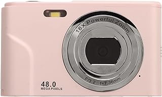 Câmera Digital, Câmera Infantil 1080P 48M Com Foco Automático, Câmera Vlogging Com Zoom 16X, Câmera Apontar e Disparar, Câmera Pequena Compacta para Meninos e Meninas (fada rosa)