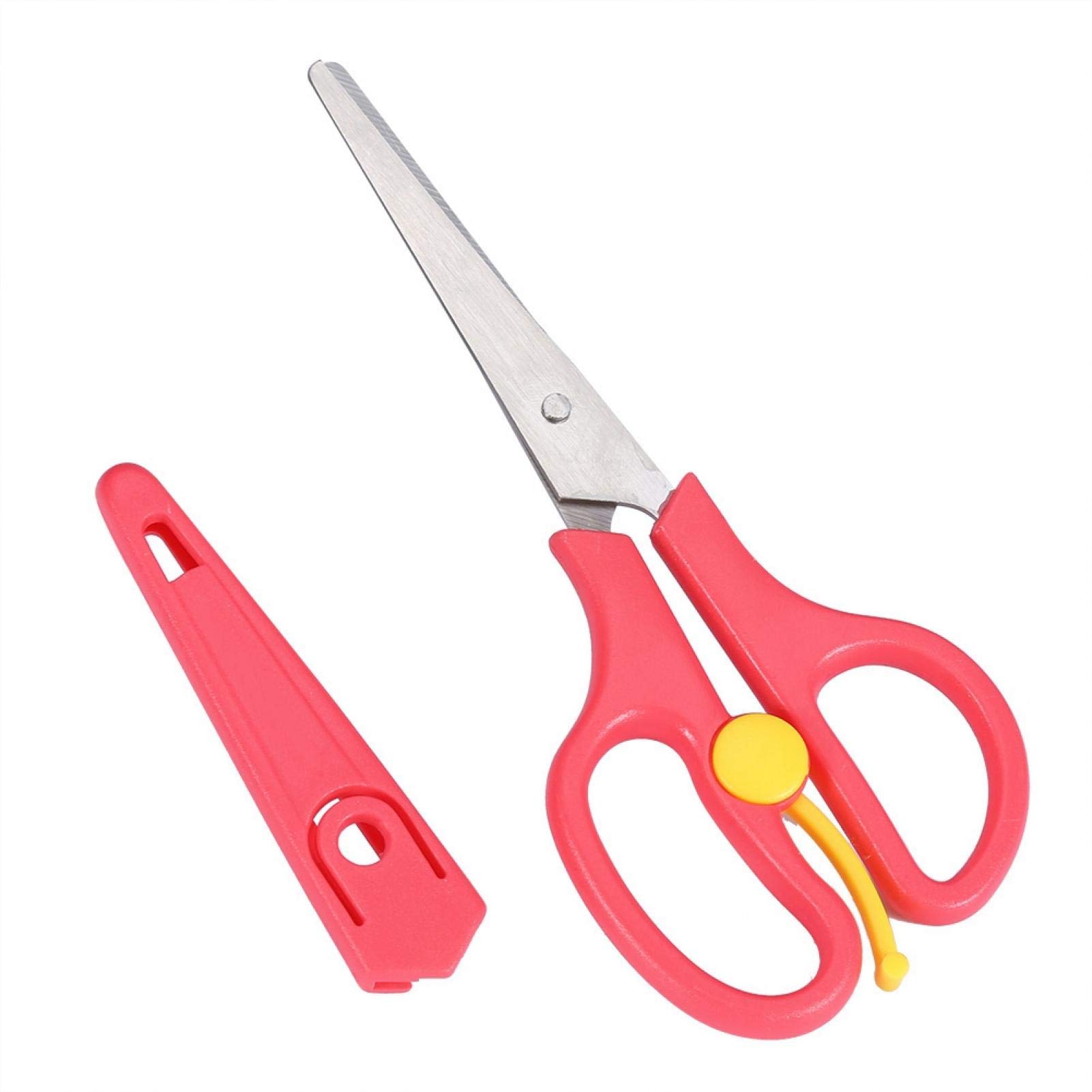 Kids Food Scissors,Baby Food Scissors,Portable Stainless Steel Scissor Children Safety Food Cutter with Cover for Baby Infant Complementary Food(Red)