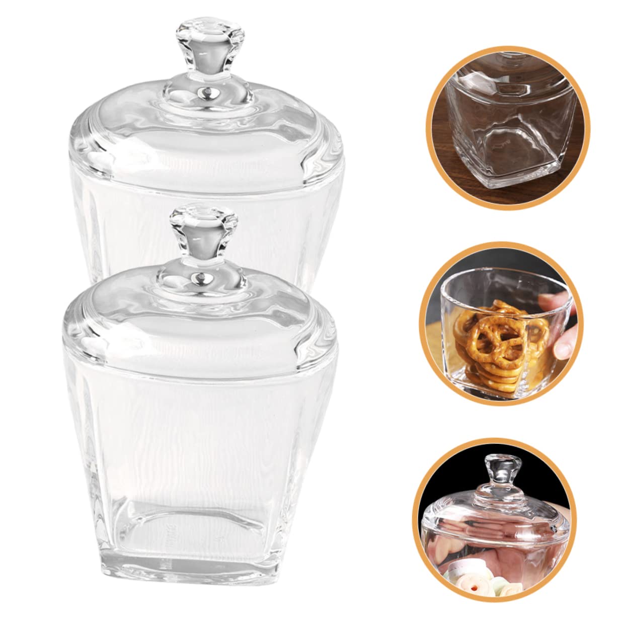 2 Stück Glasgefäße mit Deckel 260ml Klarglasbehälter zum Aufbewahren von Snacks und Keksen Schützt vor Feuchtigkeit und Hält Lebensmittel Trocken