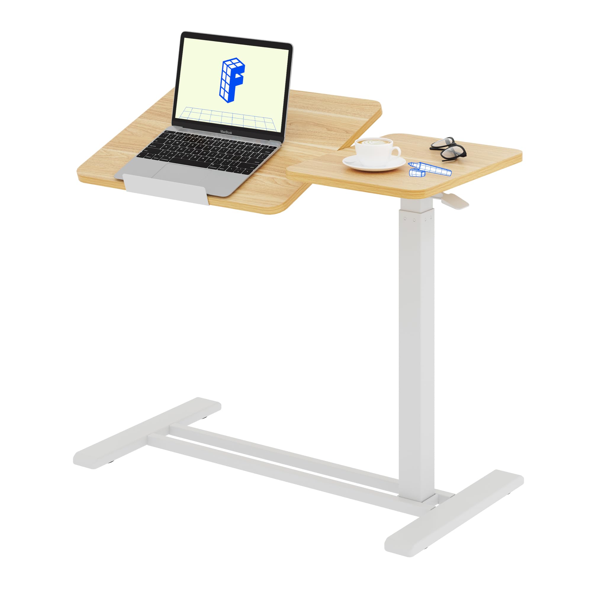 FLEXISPOT Tavolino Laterale – Tavolo per Laptop e Letto regolabile in altezza, piano inclinabile e mobile, ideale per divano, letto e lettura (Acero, 80×40 cm)